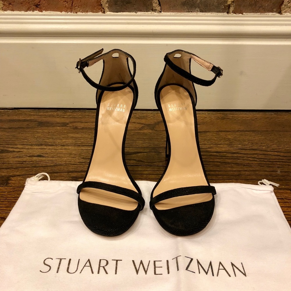 New Stuart Weitzman Nudistsong Black Sandal Size 7